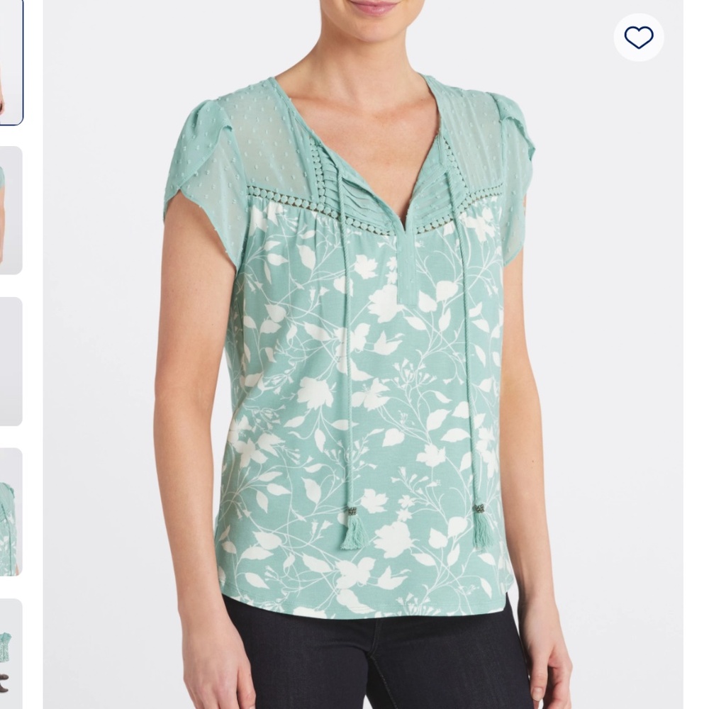 NWOT Daniel Rainn Jarra Flutter Sleeve Tassel Knit Top- Turquoise- Size SP